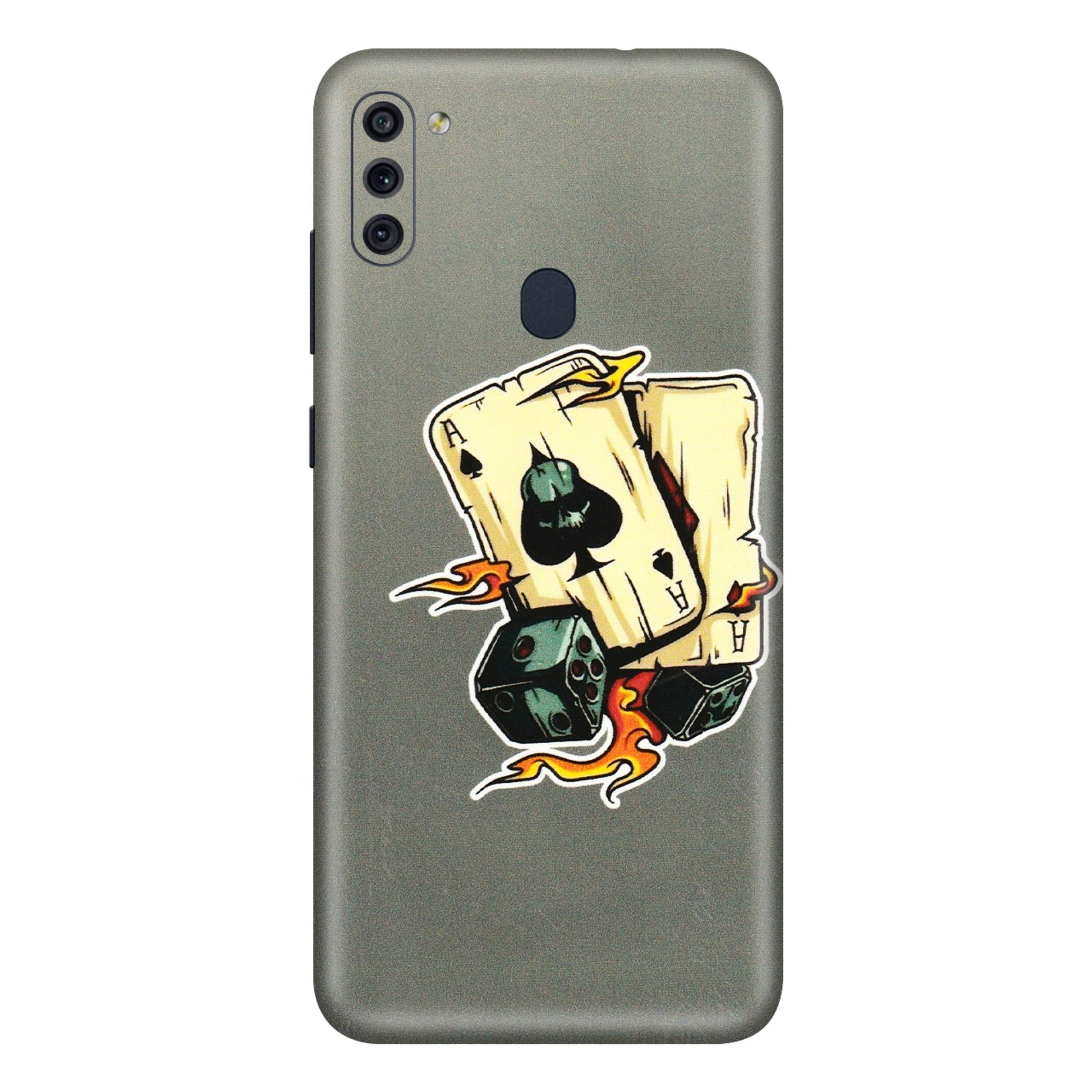 Samsung M/F/Note/Flip and C Phone Skins (All Models) - Grey Cards Of Ace - 3D Embossed Finish (L-77) Samsung Galaxy M11