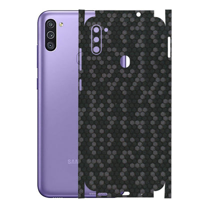 Samsung M/F/Note/Flip and C Phone Skins (All Models) - Black Grey Honeycomb Sober - 3D Embossed Finish (L-85) Samsung Galaxy M11