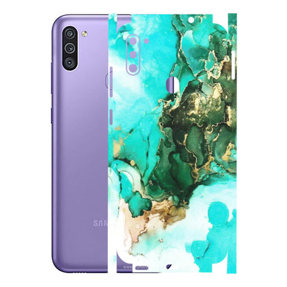 Samsung M/F/Note/Flip and C Phone Skins (All Models) - The Blue Gold Marble - Matte Finish (M-124) Samsung Galaxy M11