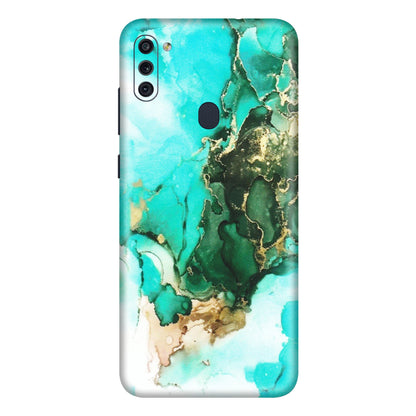 Samsung M/F/Note/Flip and C Phone Skins (All Models) - The Blue Gold Marble - Matte Finish (M-124) Samsung Galaxy M11