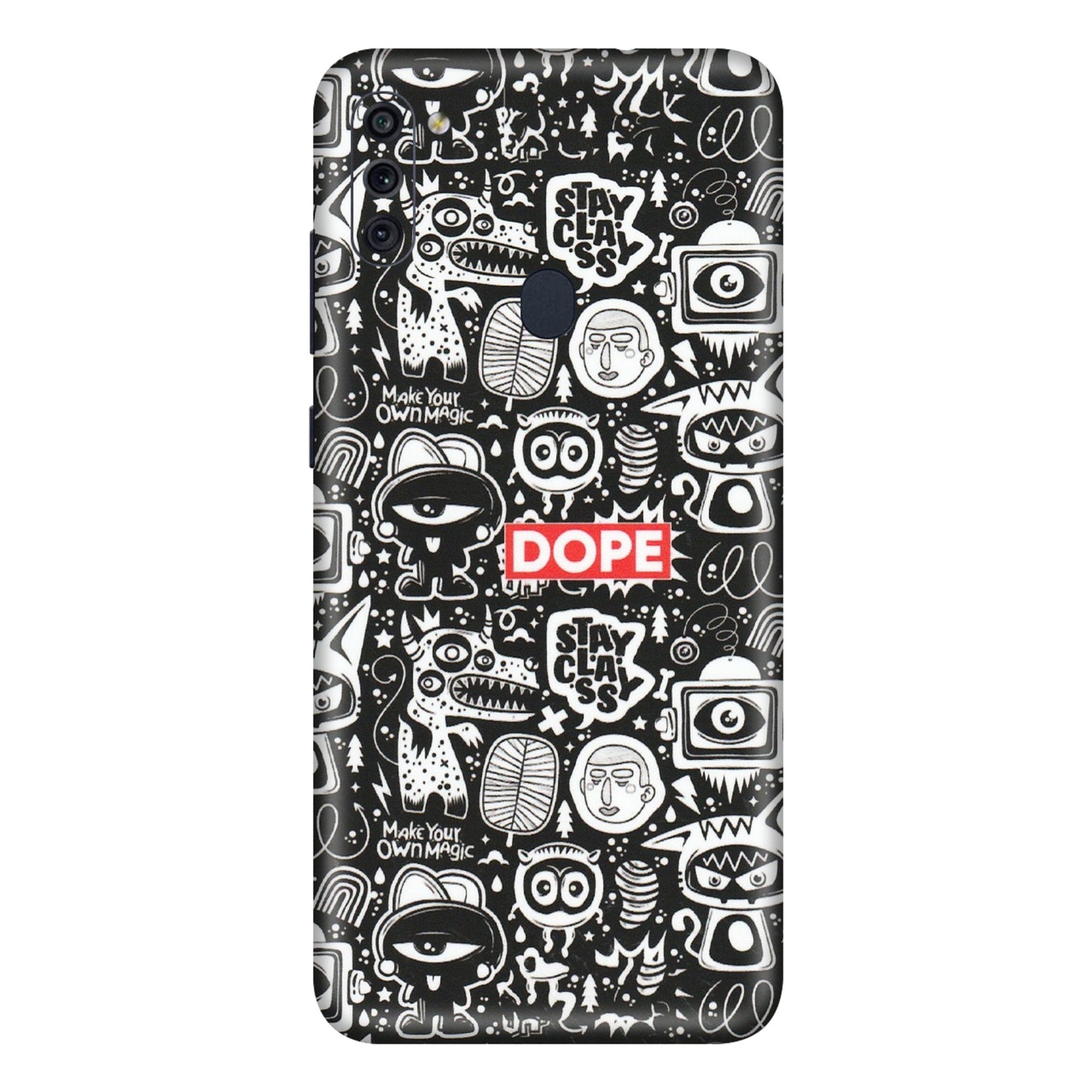 Samsung M/F/Note/Flip and C Phone Skins (All Models) - Dope Stay Classy Black Doodles - Matte Finish (M-126) Samsung Galaxy M11