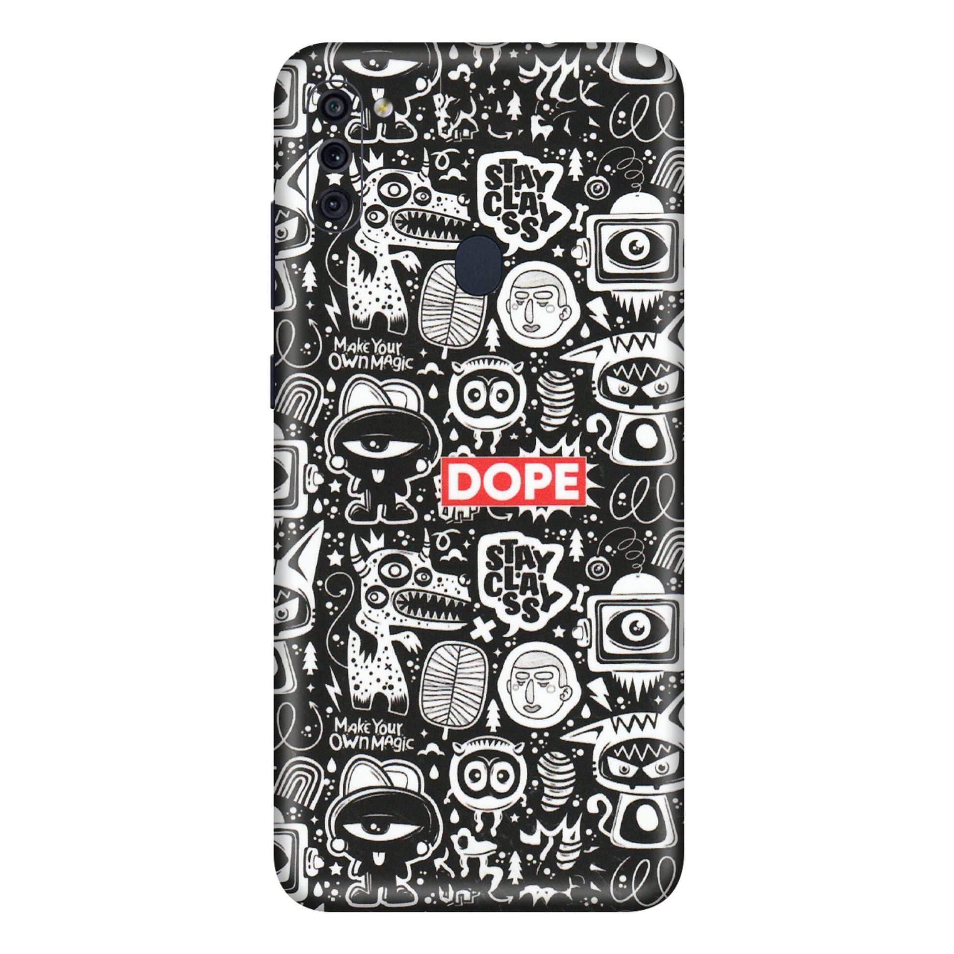 Samsung M/F/Note/Flip and C Phone Skins (All Models) - Dope Stay Classy Black Doodles - Matte Finish (M-126) Samsung Galaxy M11