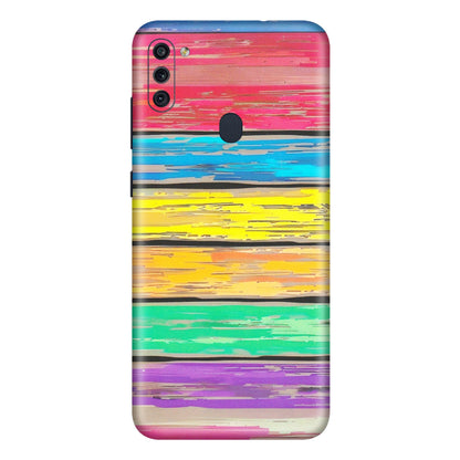 Samsung M/F/Note/Flip and C Phone Skins (All Models) - Multi Colour Wooden Wall - Matte Finish (M-96) Samsung Galaxy M11