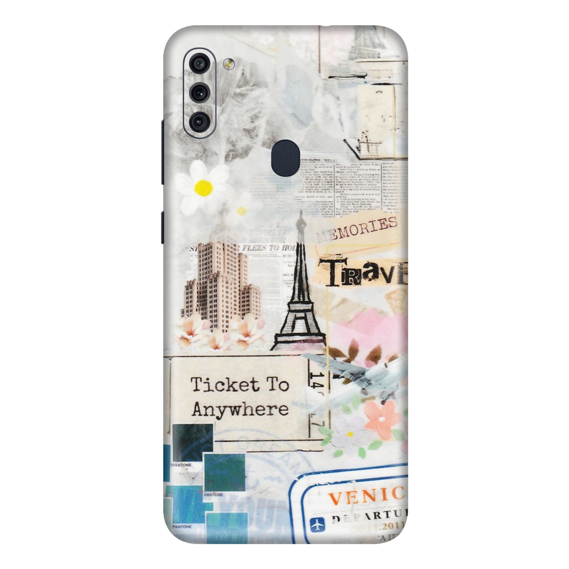 Samsung M/F/Note/Flip and C Phone Skins (All Models) - Travel Memories - Transparent Finish (T-09) Samsung Galaxy M11