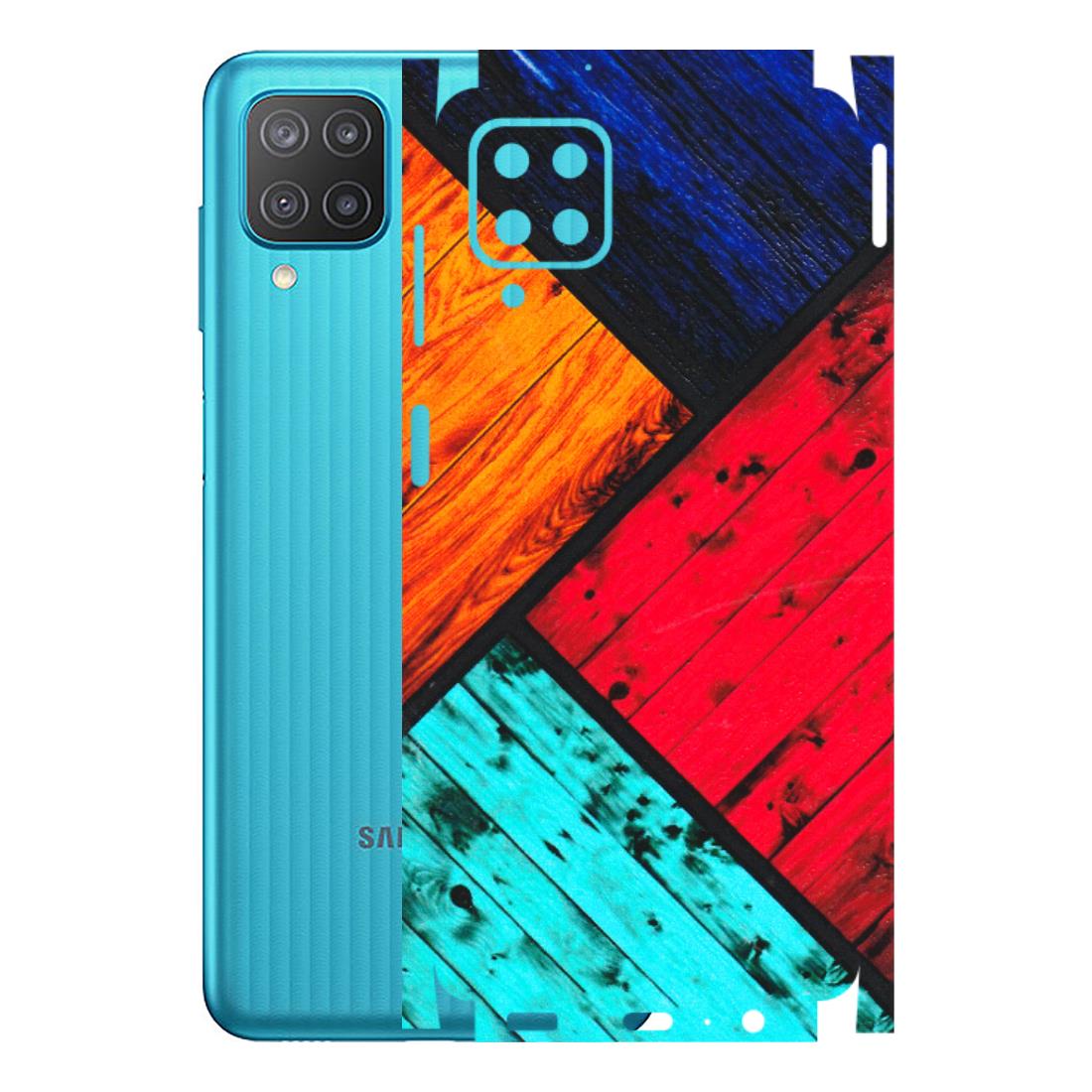Samsung M/F/Note/Flip and C Phone Skins (All Models) - Colourful Wood Panels Abstract - 3D Embossed Finish (L-09) Samsung Galaxy M12