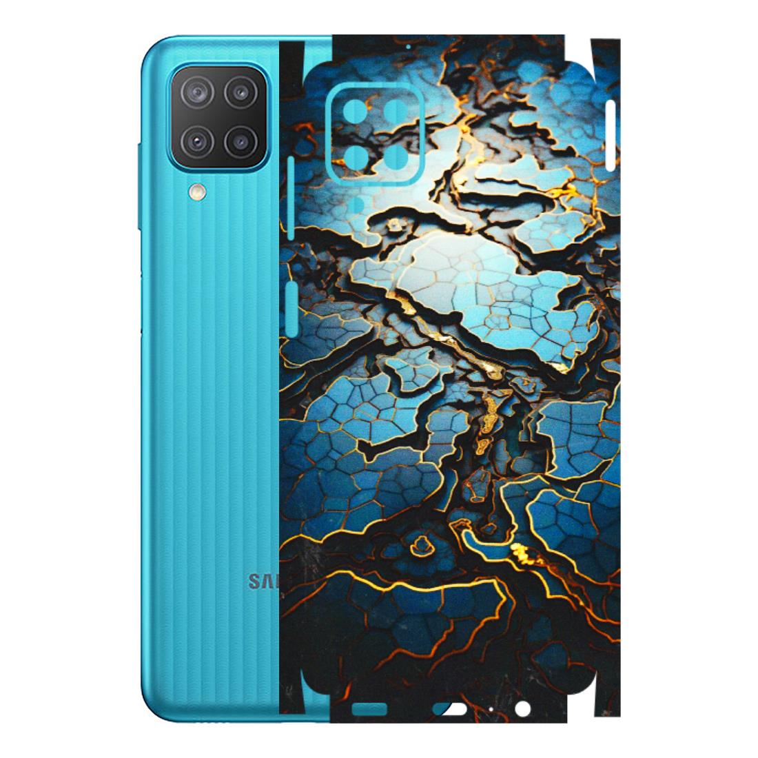 Samsung M/F/Note/Flip and C Phone Skins (All Models) - Blue Gold Abstract - 3D Embossed Finish (L-11) Samsung Galaxy M12