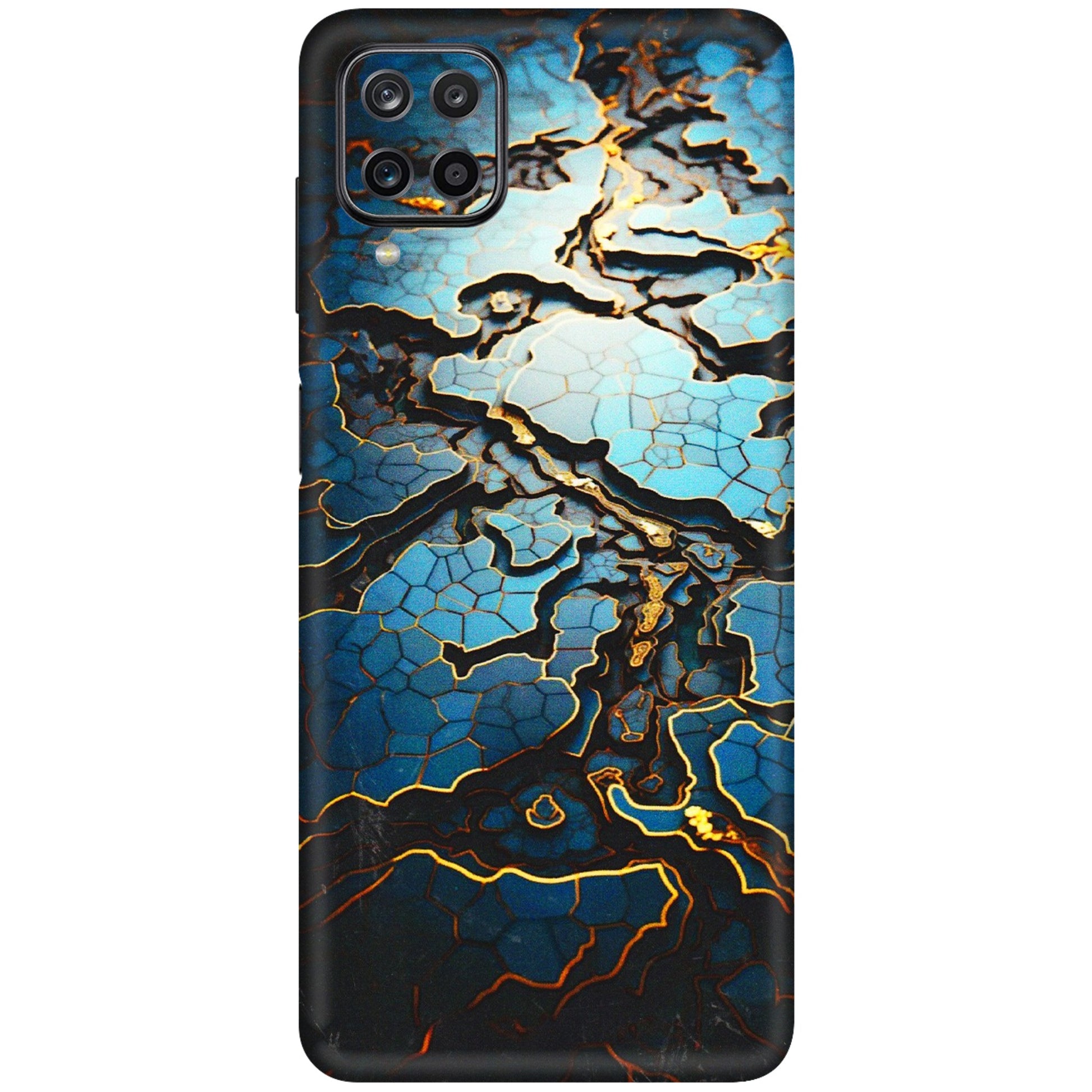 Samsung M/F/Note/Flip and C Phone Skins (All Models) - Blue Gold Abstract - 3D Embossed Finish (L-11) Samsung Galaxy M12