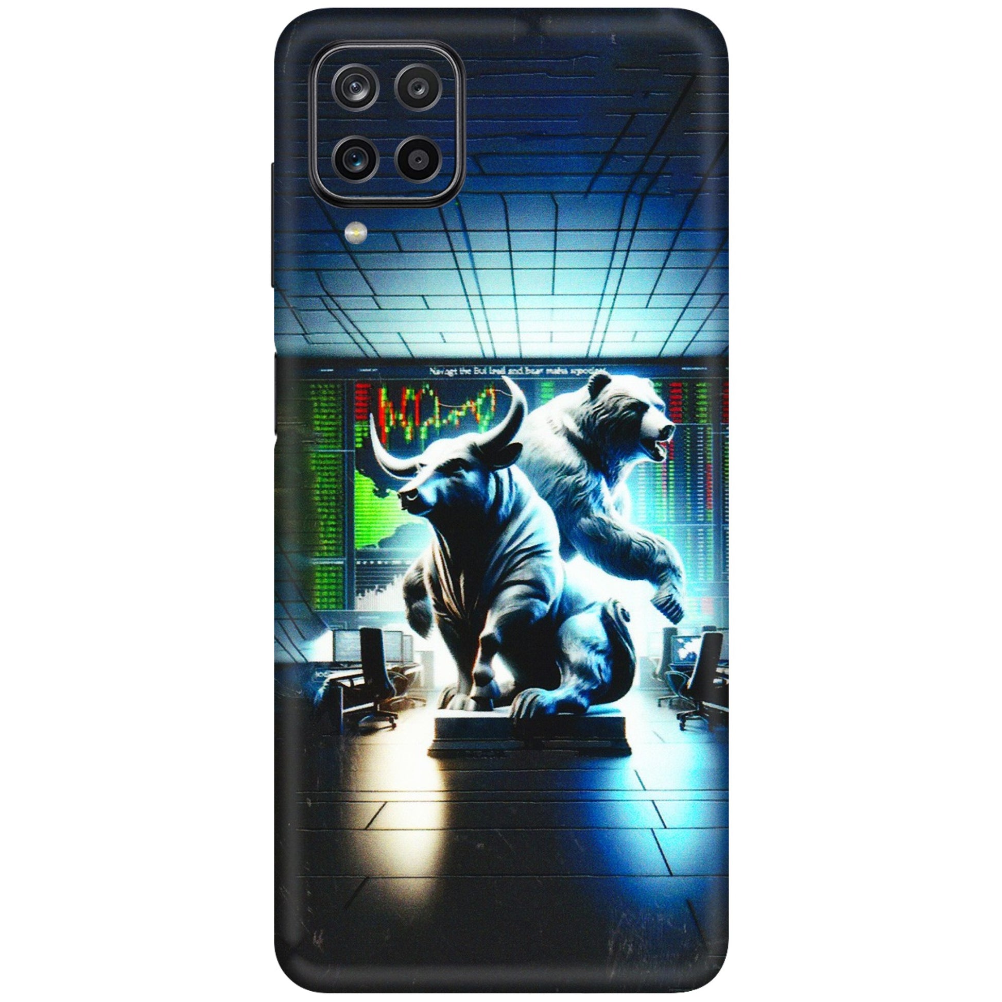 Samsung M/F/Note/Flip and C Phone Skins (All Models) - Stock Market Sensex Bear vs Bulls - 3D Embossed Finish (L-15) Samsung Galaxy M12