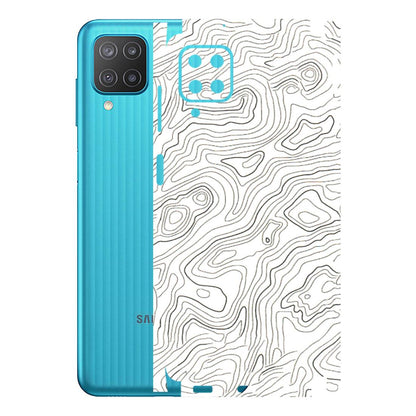 Samsung M/F/Note/Flip and C Phone Skins (All Models) - White Black Swirls - 3D Embossed Finish (L-219) Samsung Galaxy M12