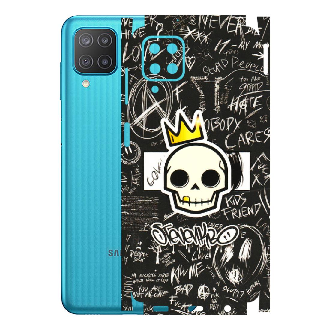 Samsung M/F/Note/Flip and C Phone Skins (All Models) - Funny Skull Black Chalk Grafitti - 3D Embossed Finish (L-22) Samsung Galaxy M12
