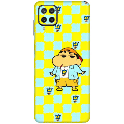 Samsung M/F/Note/Flip and C Phone Skins (All Models) - Yellow Blue Shinchan Cute - 3D Embossed Finish (L-221) Samsung Galaxy M12