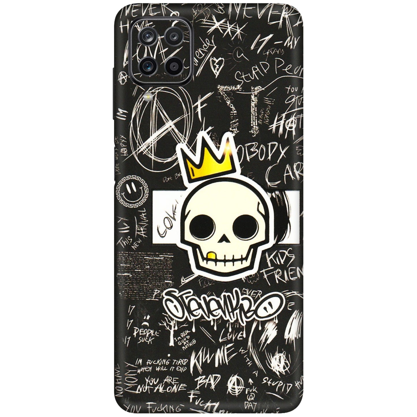 Samsung M/F/Note/Flip and C Phone Skins (All Models) - Funny Skull Black Chalk Grafitti - 3D Embossed Finish (L-22) Samsung Galaxy M12