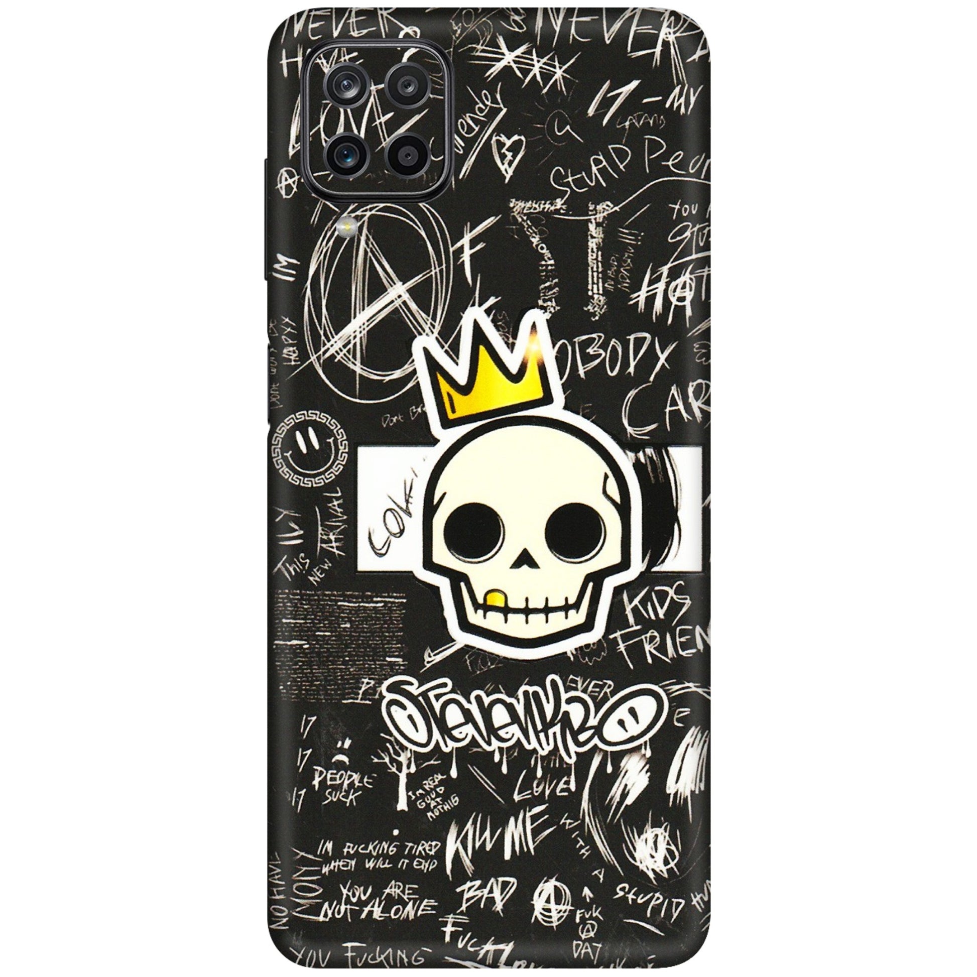 Samsung M/F/Note/Flip and C Phone Skins (All Models) - Funny Skull Black Chalk Grafitti - 3D Embossed Finish (L-22) Samsung Galaxy M12