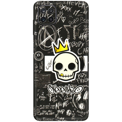 Samsung M/F/Note/Flip and C Phone Skins (All Models) - Funny Skull Black Chalk Grafitti - 3D Embossed Finish (L-22) Samsung Galaxy M12
