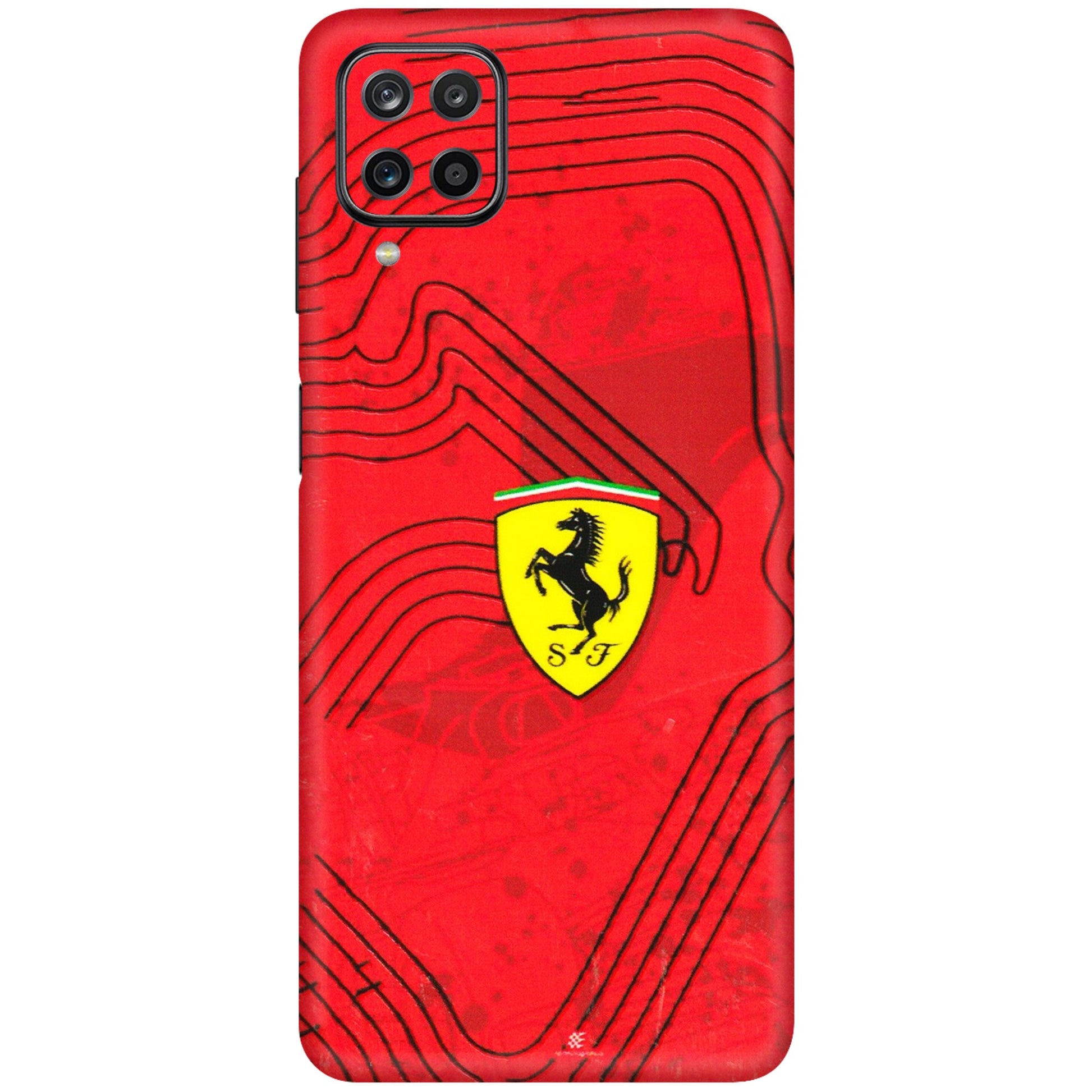 Samsung M/F/Note/Flip and C Phone Skins (All Models) - Red Ferrari Logo Stylish - 3D Embossed Finish (L-238) Samsung Galaxy M12