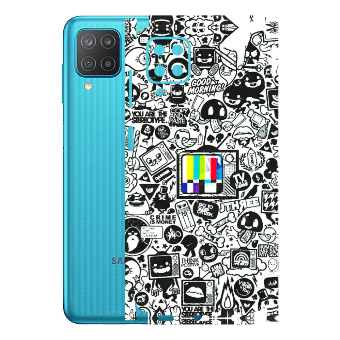 Samsung M/F/Note/Flip and C Phone Skins (All Models) - Doodles Positive Art - 3D Embossed Finish (L-263) Samsung Galaxy M12