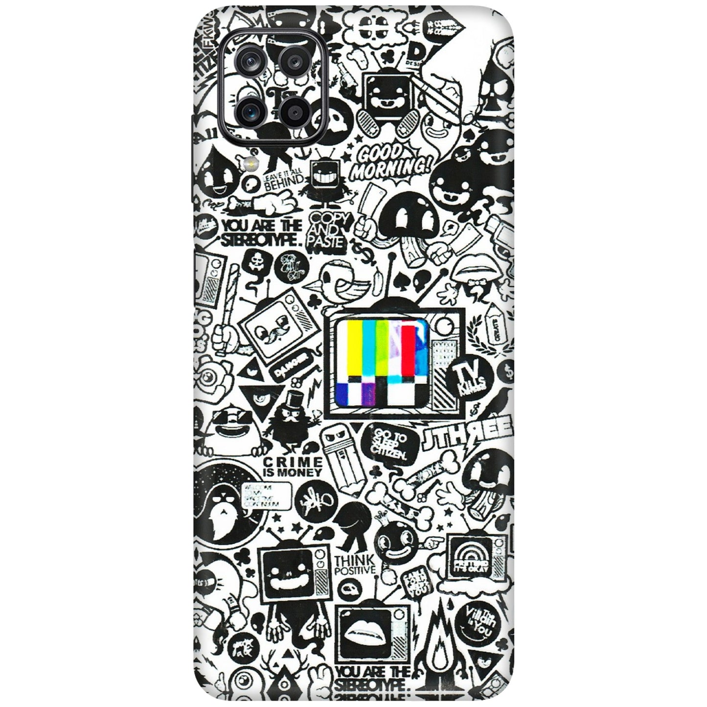 Samsung M/F/Note/Flip and C Phone Skins (All Models) - Doodles Positive Art - 3D Embossed Finish (L-263) Samsung Galaxy M12