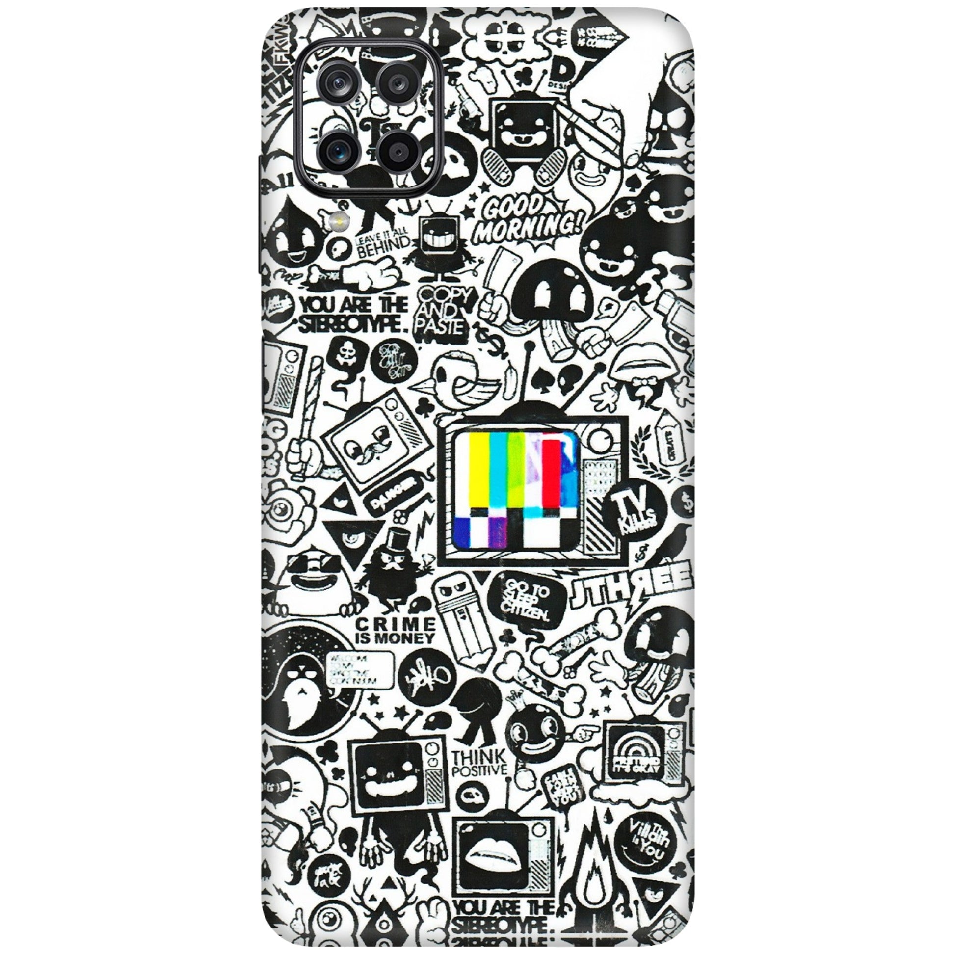 Samsung M/F/Note/Flip and C Phone Skins (All Models) - Doodles Positive Art - 3D Embossed Finish (L-263) Samsung Galaxy M12