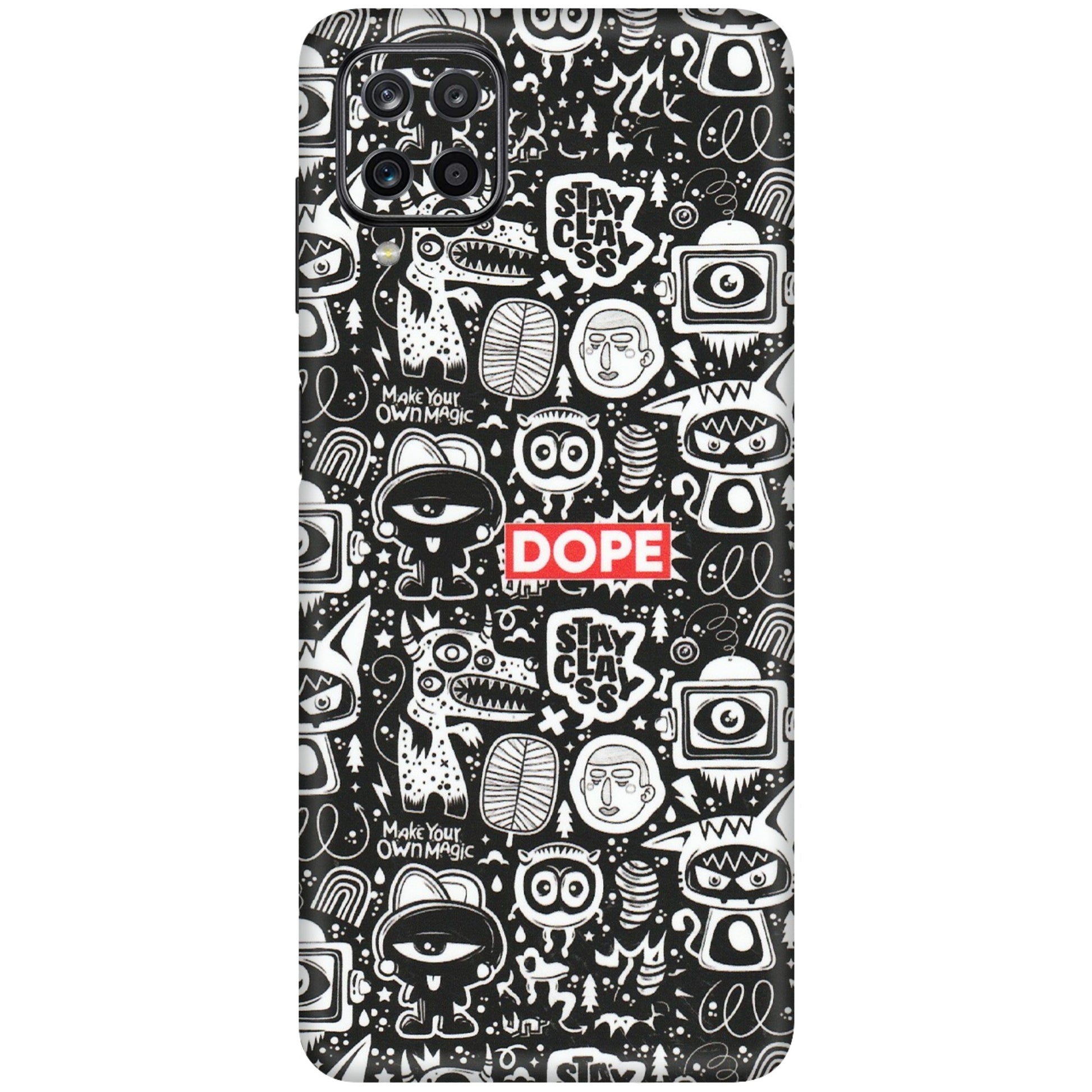 Samsung M/F/Note/Flip and C Phone Skins (All Models) - Dope Stay Classy Black Doodles - Matte Finish (M-126) Samsung Galaxy M12