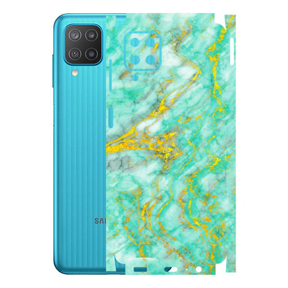 Samsung M/F/Note/Flip and C Phone Skins (All Models) - Green And Gold Marble Feel - Matte Finish (M-16) Samsung Galaxy M12