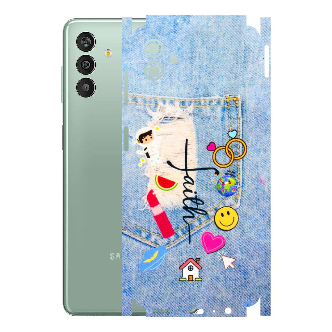 Samsung M/F/Note/Flip and C Phone Skins (All Models) - Denim Jeans Pocket - 3D Embossed Finish (L-134) Samsung Galaxy M13 (5G)