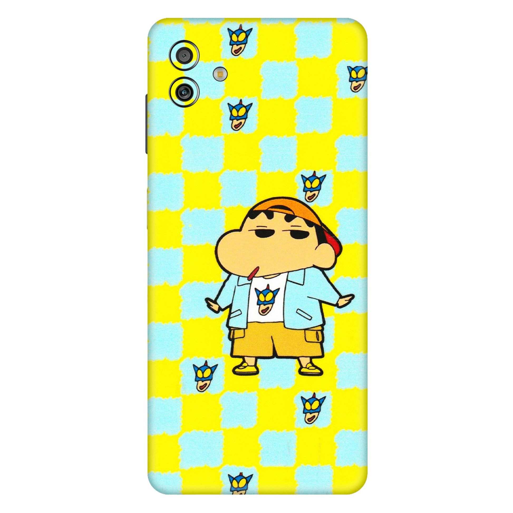 Samsung M/F/Note/Flip and C Phone Skins (All Models) - Yellow Blue Shinchan Cute - 3D Embossed Finish (L-221) Samsung Galaxy M13 (5G)
