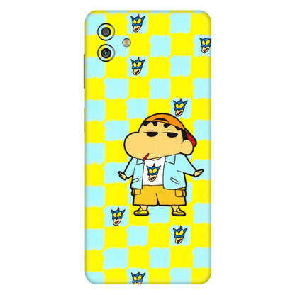 Samsung M/F/Note/Flip and C Phone Skins (All Models) - Yellow Blue Shinchan Cute - 3D Embossed Finish (L-221) Samsung Galaxy M13 (5G)