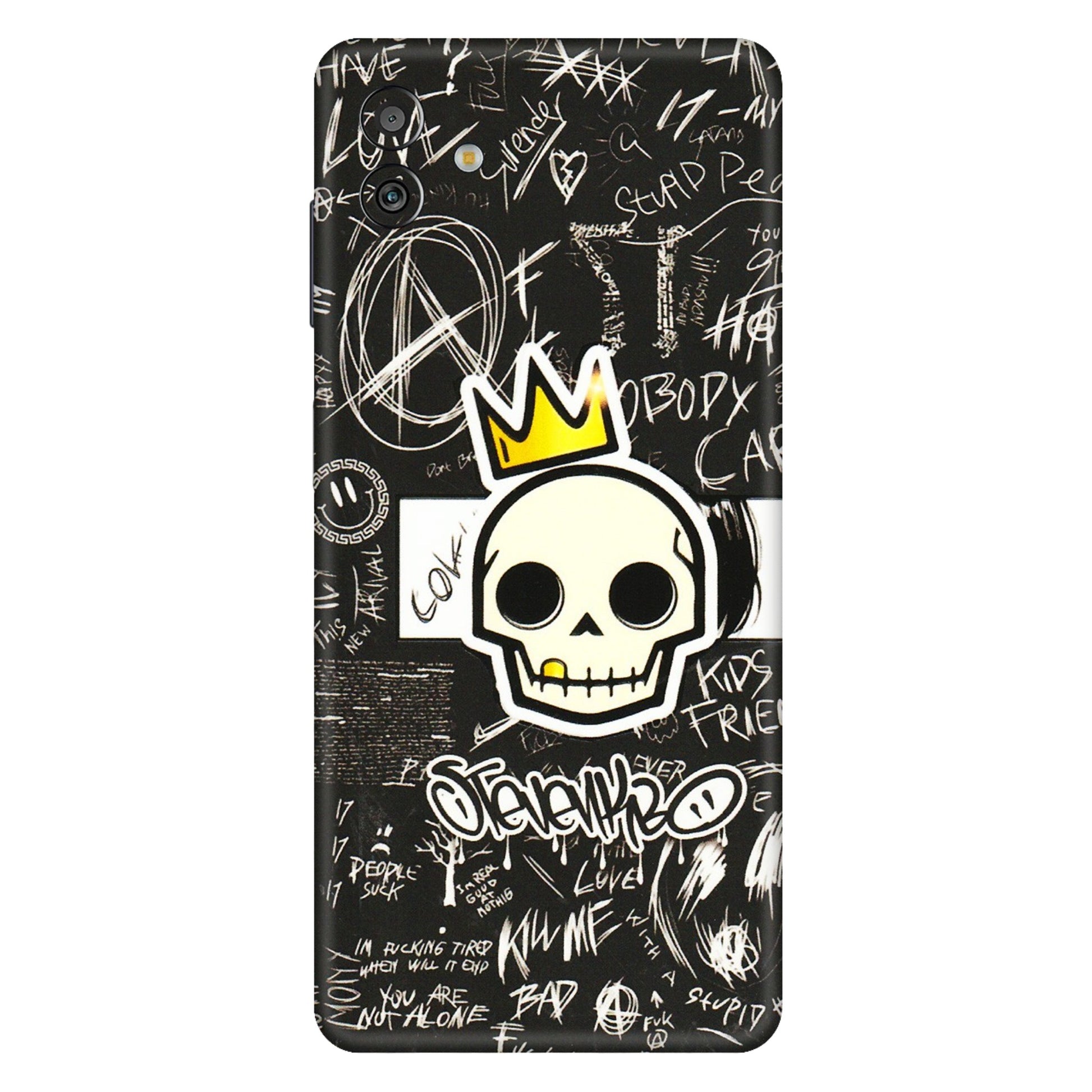 Samsung M/F/Note/Flip and C Phone Skins (All Models) - Funny Skull Black Chalk Grafitti - 3D Embossed Finish (L-22) Samsung Galaxy M13 (5G)