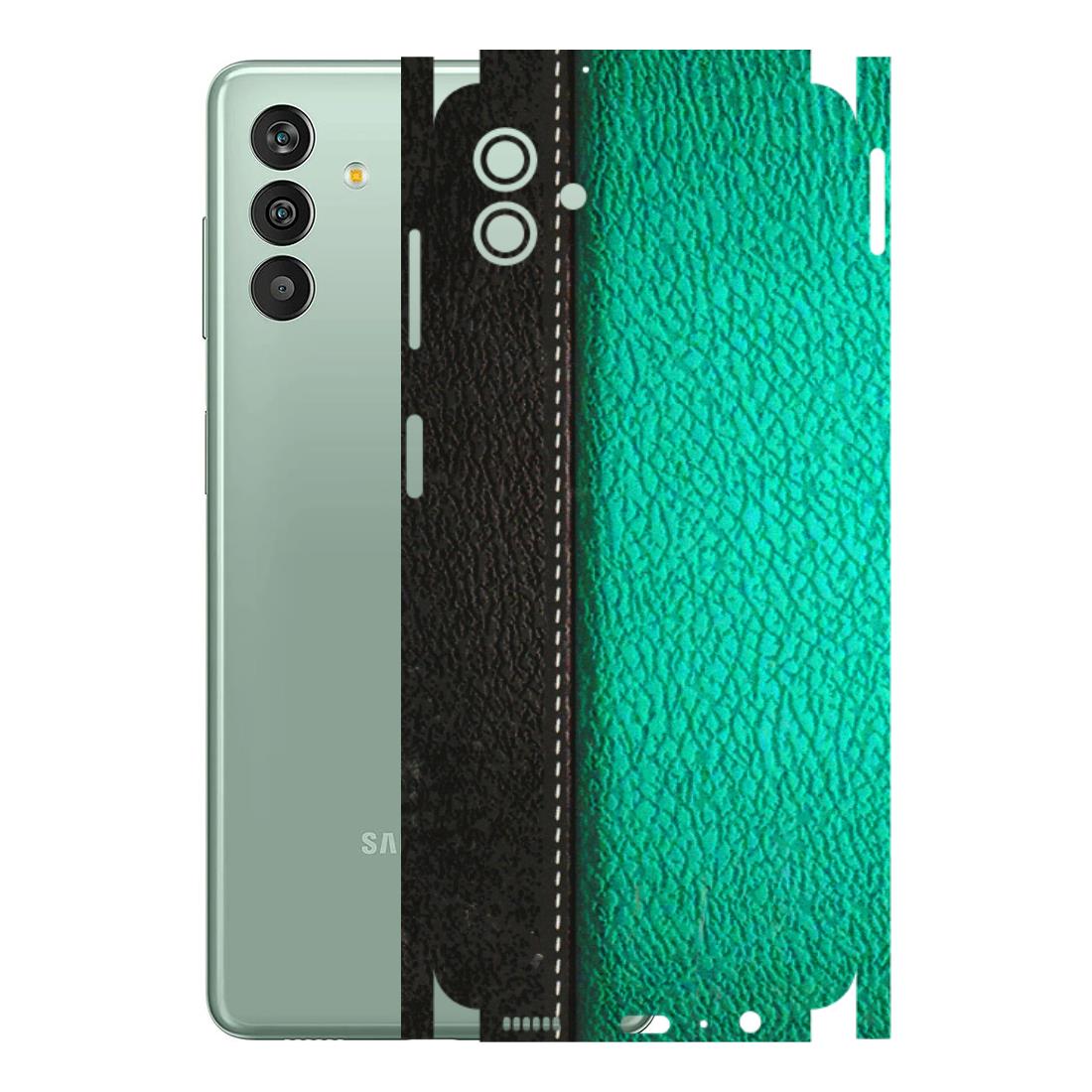Samsung M/F/Note/Flip and C Phone Skins (All Models) - Black Green Dual Leather Stich - 3D Embossed Finish (L-233) Samsung Galaxy M13 (5G)