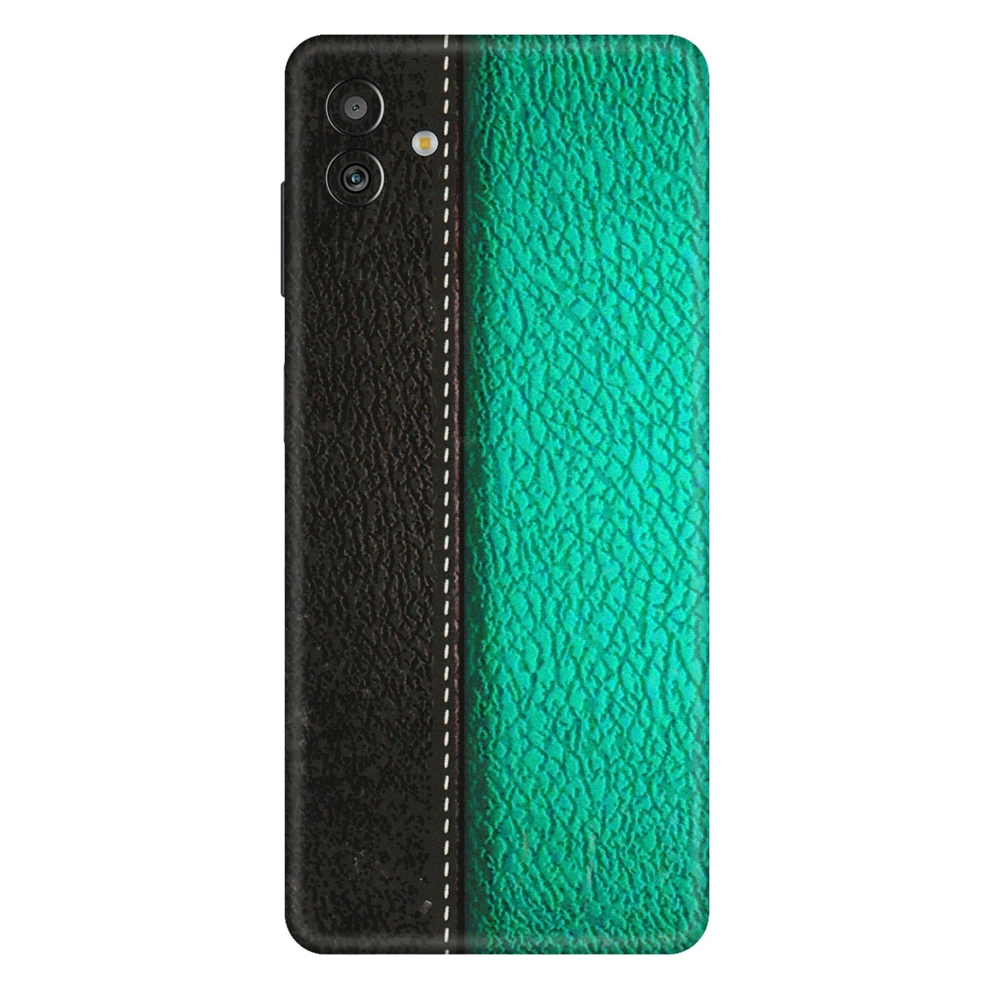 Samsung M/F/Note/Flip and C Phone Skins (All Models) - Black Green Dual Leather Stich - 3D Embossed Finish (L-233) Samsung Galaxy M13 (5G)