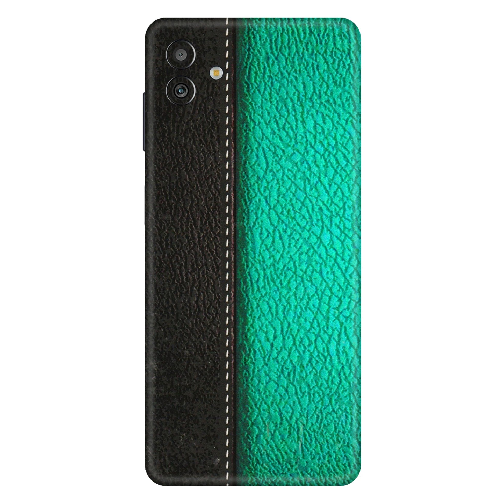 Samsung M/F/Note/Flip and C Phone Skins (All Models) - Black Green Dual Leather Stich - 3D Embossed Finish (L-233) Samsung Galaxy M13 (5G)