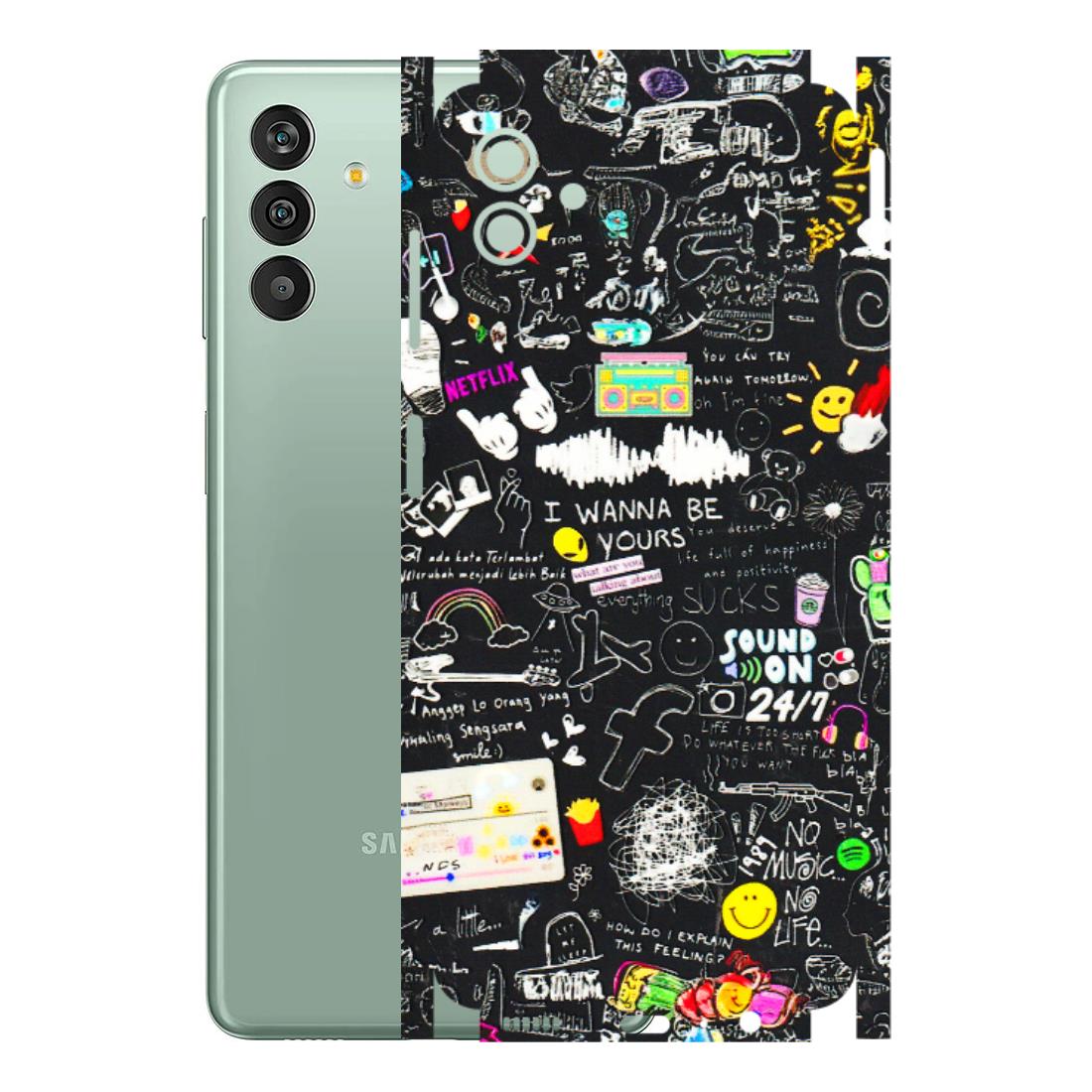 Samsung M/F/Note/Flip and C Phone Skins (All Models) - Black Creatives Doodles - 3D Embossed Finish (L-311) Samsung Galaxy M13 (5G)
