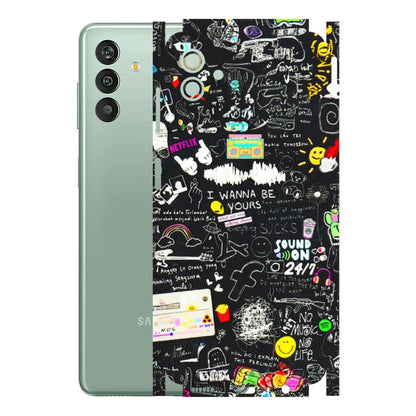 Samsung M/F/Note/Flip and C Phone Skins (All Models) - Black Creatives Doodles - 3D Embossed Finish (L-311) Samsung Galaxy M13 (5G)
