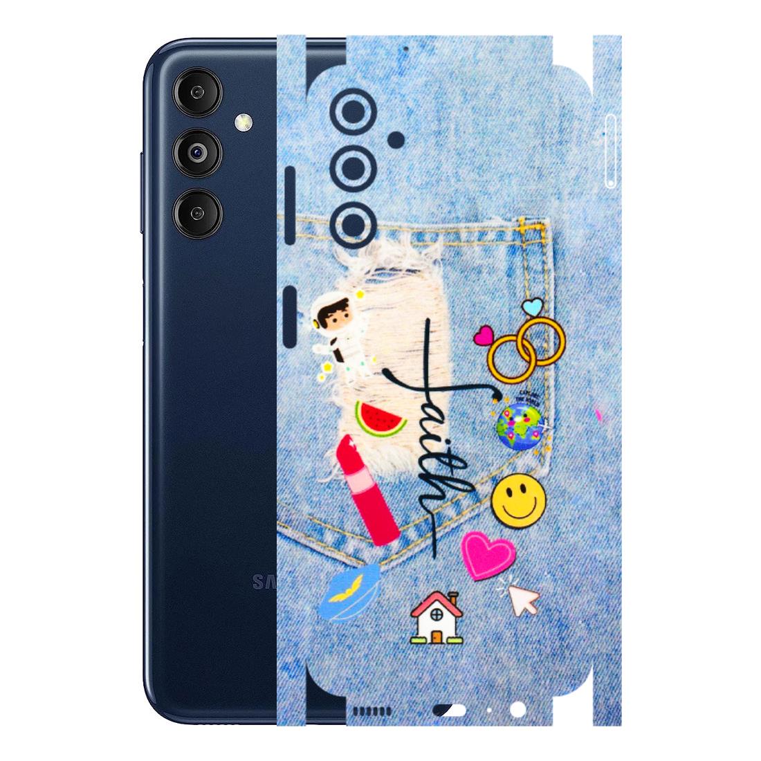 Samsung M/F/Note/Flip and C Phone Skins (All Models) - Denim Jeans Pocket - 3D Embossed Finish (L-134) Samsung Galaxy M14 (5G)