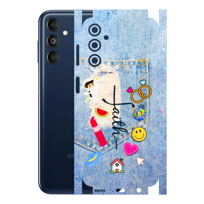 Samsung M/F/Note/Flip and C Phone Skins (All Models) - Denim Jeans Pocket - 3D Embossed Finish (L-134) Samsung Galaxy M14 (5G)