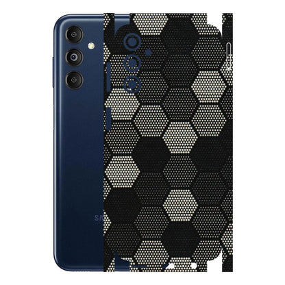 Samsung M/F/Note/Flip and C Phone Skins (All Models) - Black & White Dotted Honeycomb Texture - 3D Embossed Finish (L-202) Samsung Galaxy M14 (5G)