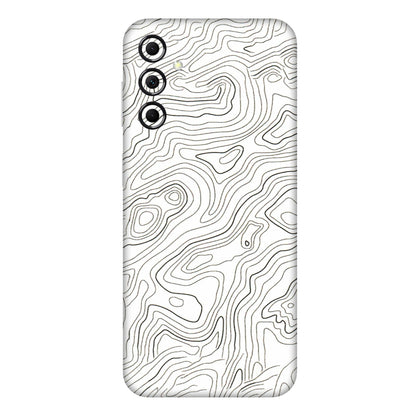 Samsung M/F/Note/Flip and C Phone Skins (All Models) - White Black Swirls - 3D Embossed Finish (L-219) Samsung Galaxy M14 (5G)