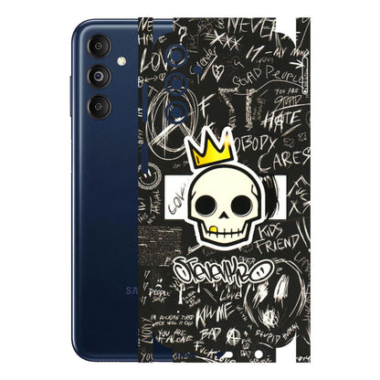 Samsung M/F/Note/Flip and C Phone Skins (All Models) - Funny Skull Black Chalk Grafitti - 3D Embossed Finish (L-22) Samsung Galaxy M14 (5G)