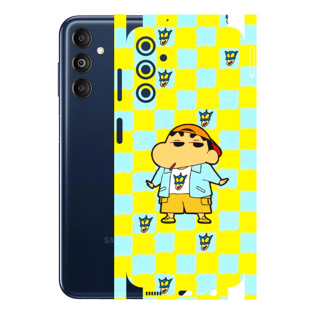 Samsung M/F/Note/Flip and C Phone Skins (All Models) - Yellow Blue Shinchan Cute - 3D Embossed Finish (L-221) Samsung Galaxy M14 (5G)