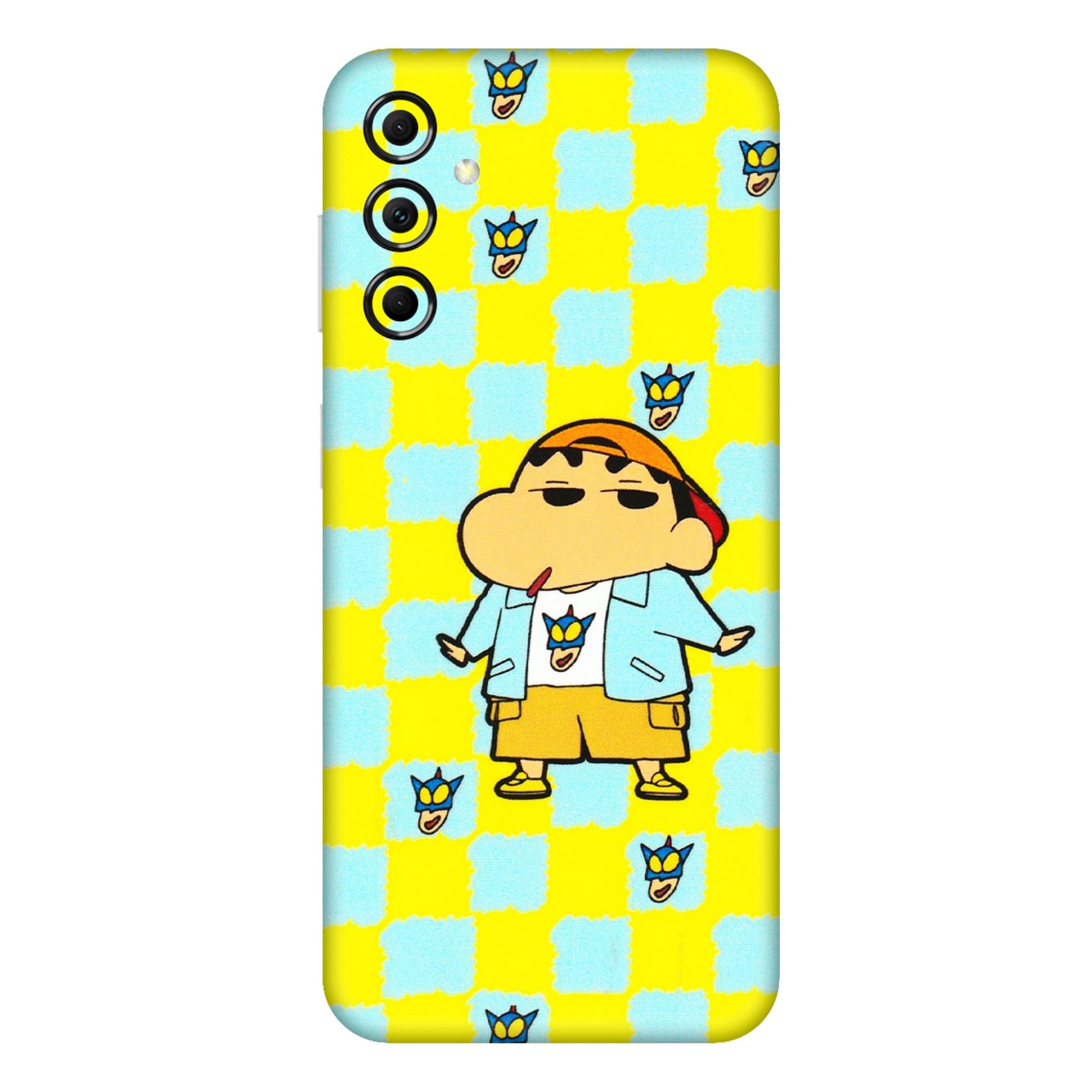 Samsung M/F/Note/Flip and C Phone Skins (All Models) - Yellow Blue Shinchan Cute - 3D Embossed Finish (L-221) Samsung Galaxy M14 (5G)