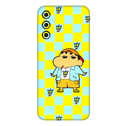 Samsung M/F/Note/Flip and C Phone Skins (All Models) - Yellow Blue Shinchan Cute - 3D Embossed Finish (L-221) Samsung Galaxy M14 (5G)