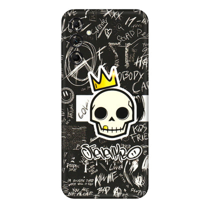 Samsung M/F/Note/Flip and C Phone Skins (All Models) - Funny Skull Black Chalk Grafitti - 3D Embossed Finish (L-22) Samsung Galaxy M14 (5G)