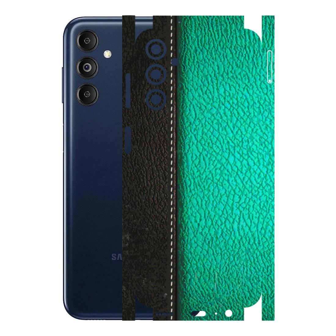 Samsung M/F/Note/Flip and C Phone Skins (All Models) - Black Green Dual Leather Stich - 3D Embossed Finish (L-233) Samsung Galaxy M14 (5G)