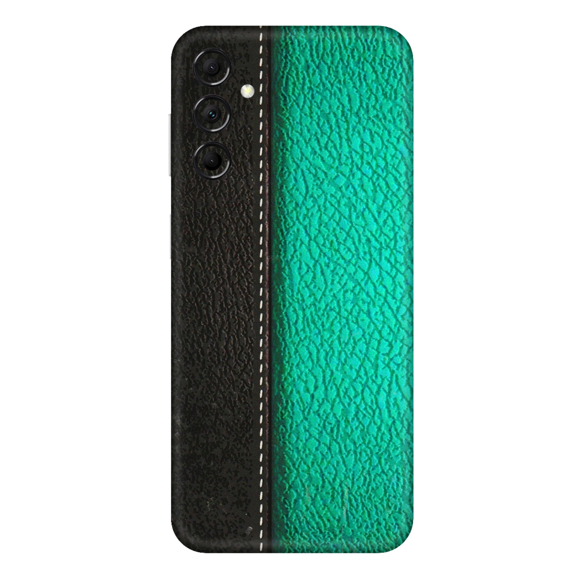 Samsung M/F/Note/Flip and C Phone Skins (All Models) - Black Green Dual Leather Stich - 3D Embossed Finish (L-233) Samsung Galaxy M14 (5G)