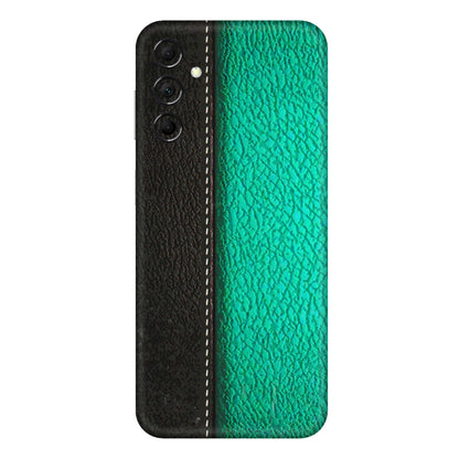 Samsung M/F/Note/Flip and C Phone Skins (All Models) - Black Green Dual Leather Stich - 3D Embossed Finish (L-233) Samsung Galaxy M14 (5G)