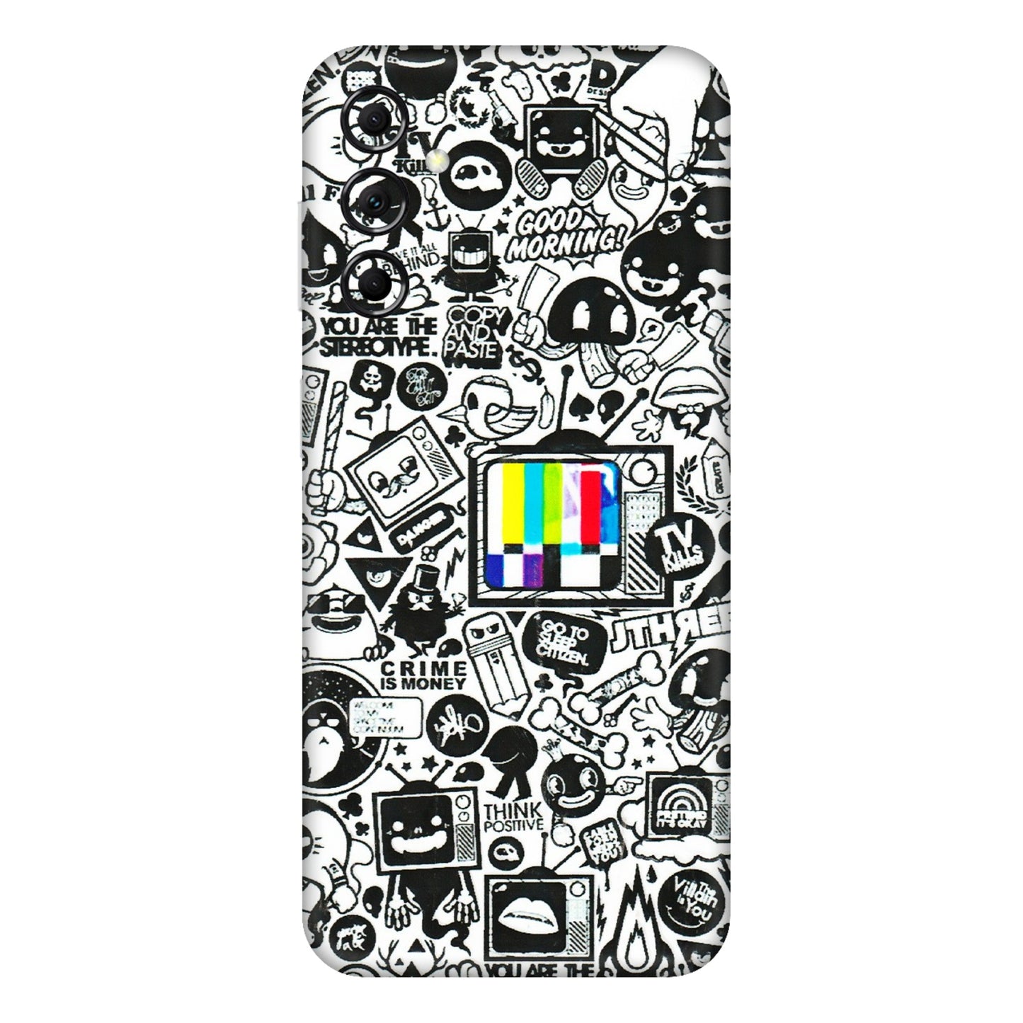 Samsung M/F/Note/Flip and C Phone Skins (All Models) - Doodles Positive Art - 3D Embossed Finish (L-263) Samsung Galaxy M14 (5G)