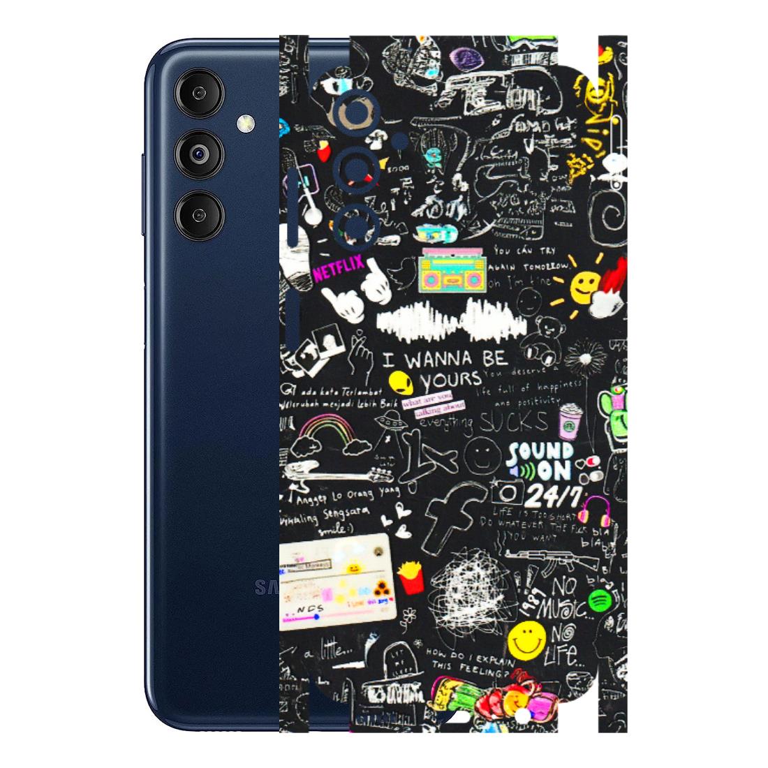 Samsung M/F/Note/Flip and C Phone Skins (All Models) - Black Creatives Doodles - 3D Embossed Finish (L-311) Samsung Galaxy M14 (5G)