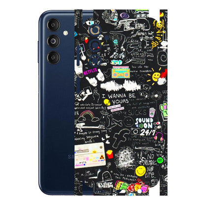 Samsung M/F/Note/Flip and C Phone Skins (All Models) - Black Creatives Doodles - 3D Embossed Finish (L-311) Samsung Galaxy M14 (5G)