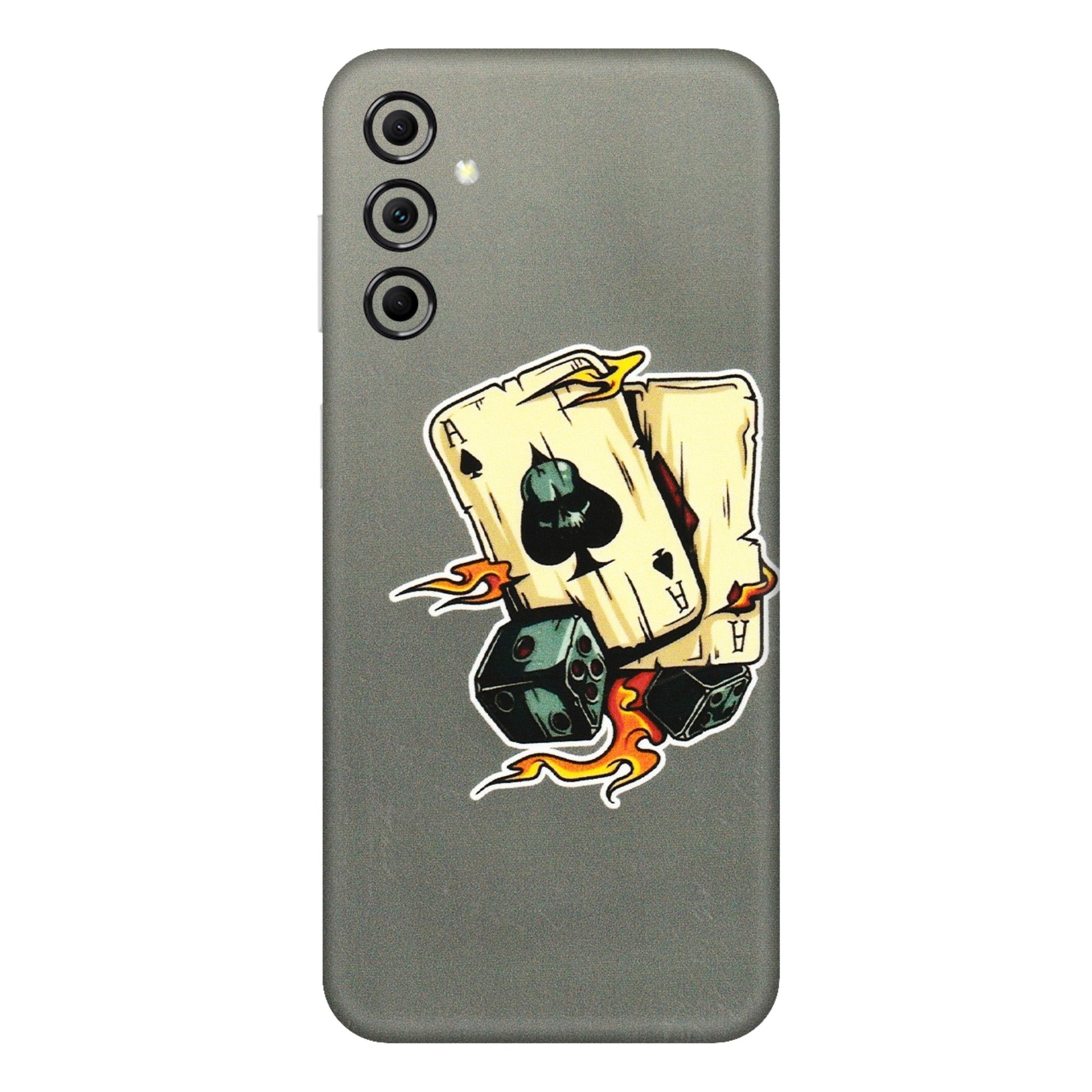 Samsung M/F/Note/Flip and C Phone Skins (All Models) - Grey Cards Of Ace - 3D Embossed Finish (L-77) Samsung Galaxy M14 (5G)