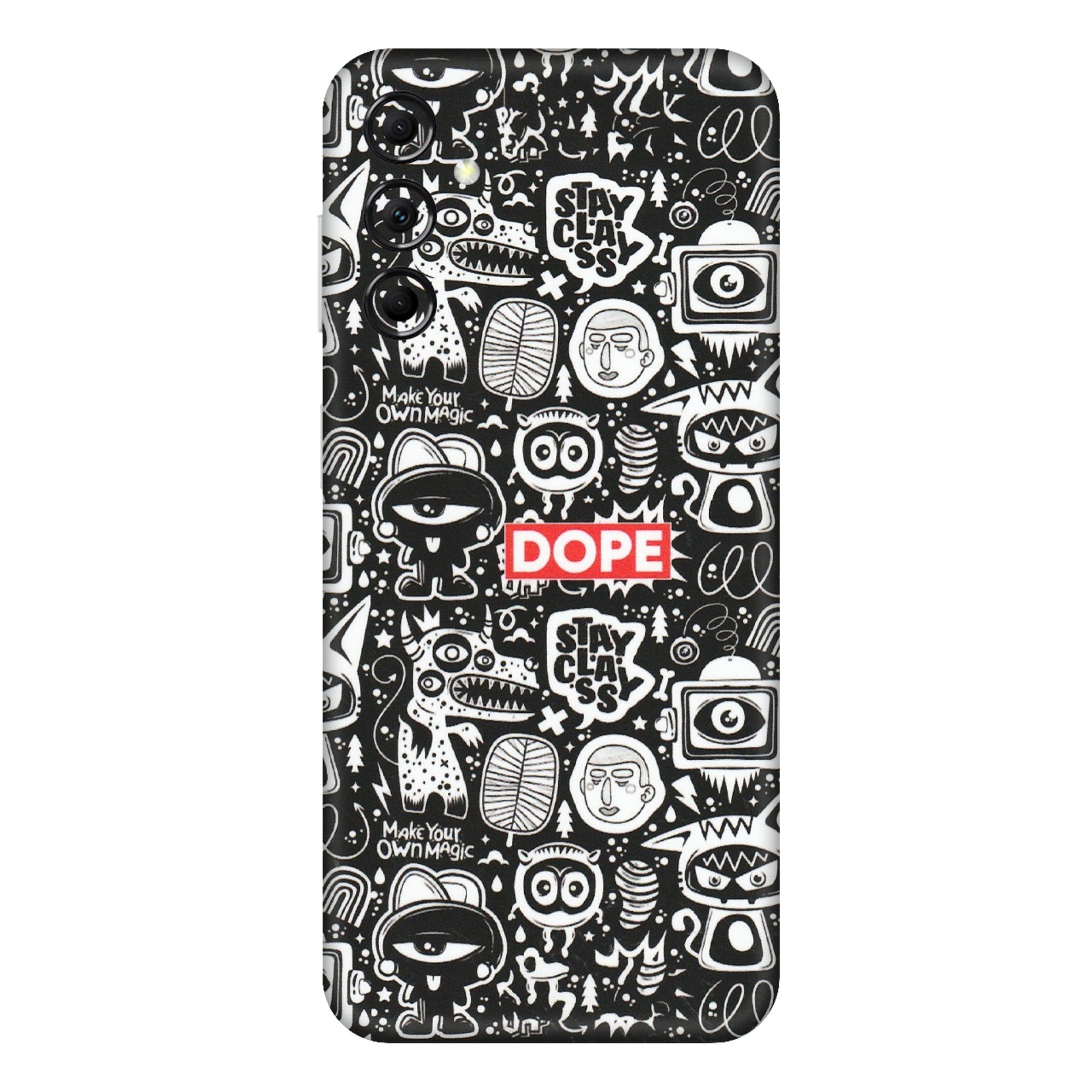 Samsung M/F/Note/Flip and C Phone Skins (All Models) - Dope Stay Classy Black Doodles - Matte Finish (M-126) Samsung Galaxy M14 (5G)